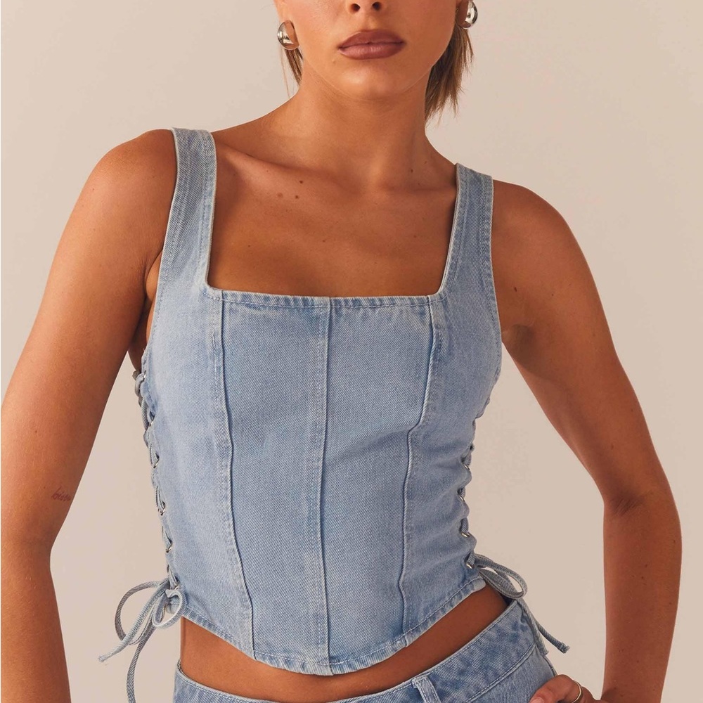 Light Blue Denim Corset Top